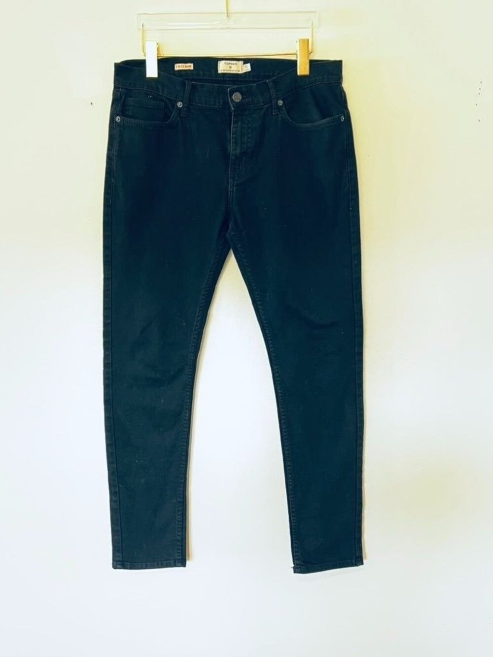 Topman Jeans Mens Sz 34 Black Stretch Skinny Goth Punk Rock Edgy Grunge